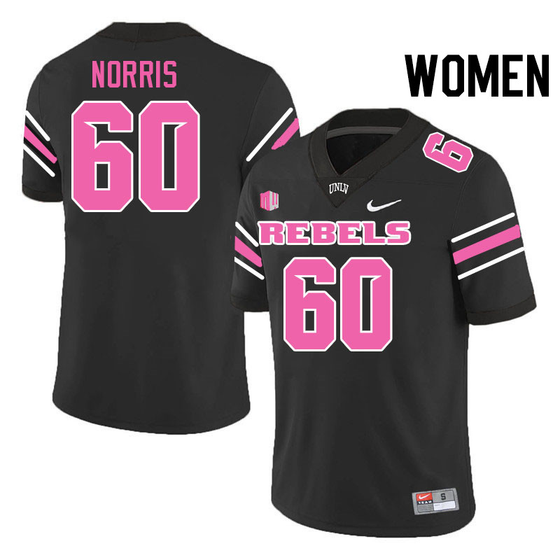 Women #60 Sammy Norris UNLV Rebels College Football Jerseys Stitched-Black